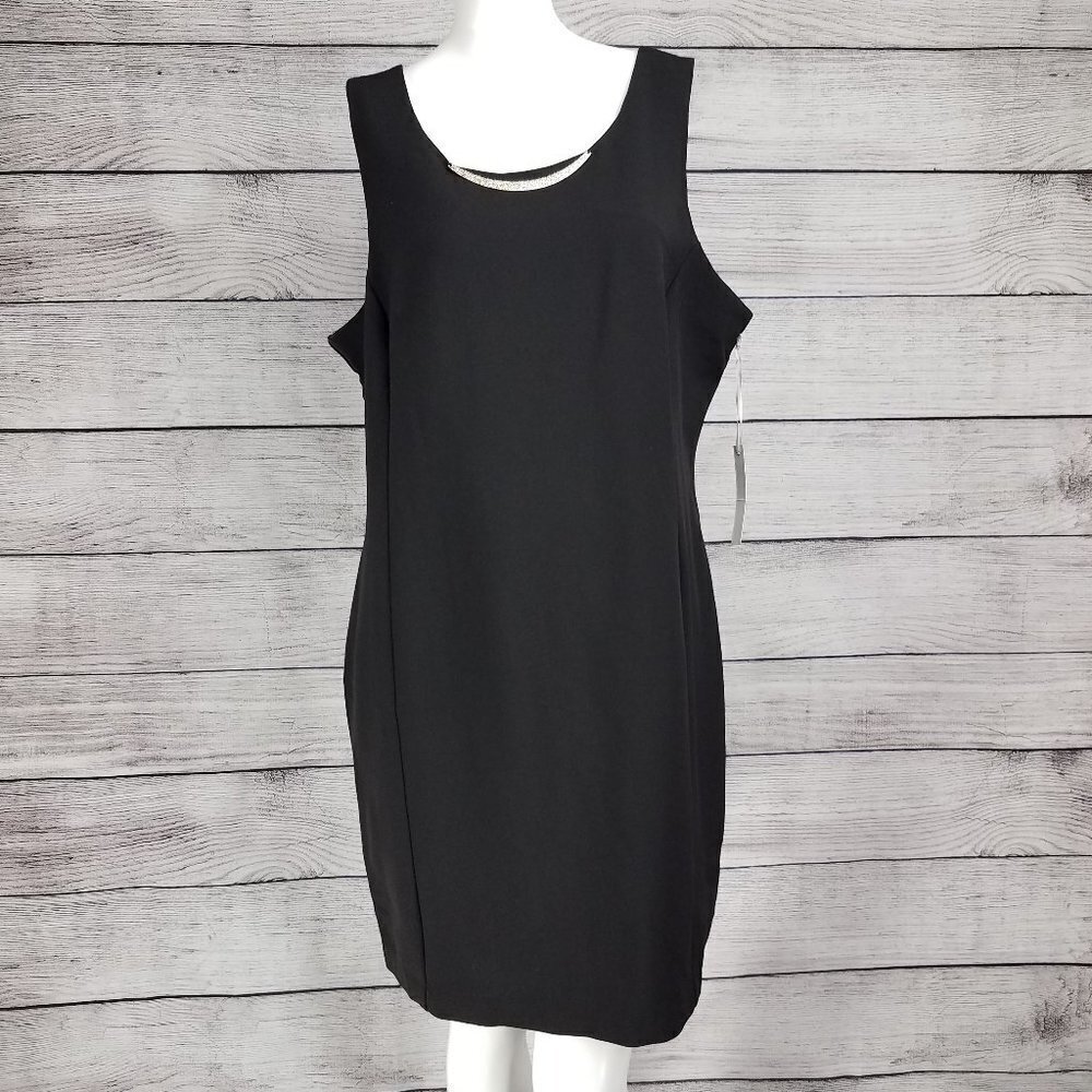 NEW HAVE Plus Size 2X Sleeveless Black Sheath Dress LBD